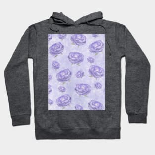 Watercolour purple peonies flowery pattern Hoodie